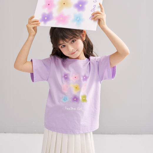 笛莎/Deesha 【松饼熊】2026年夏季新款女童索罗那原纱防晒短袖T恤 商品图4