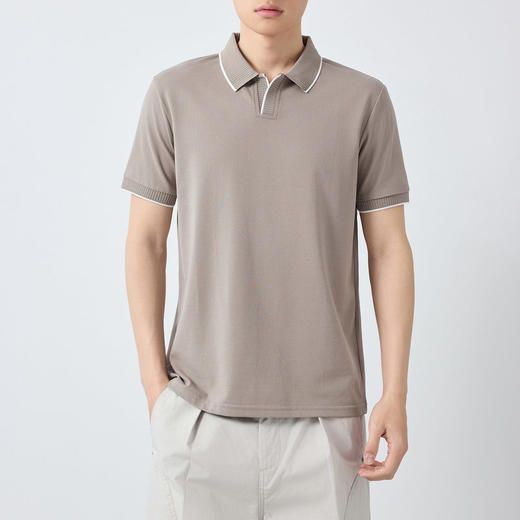 墨麦客男装高智通勤撞色Polo衫2026春季新款小V领男士polo衫75269 商品图1