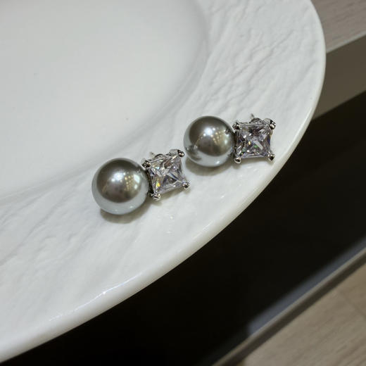 shes茜子方钻贝珠珍珠耳钉030602 商品图2