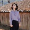 西子/伯爵衬衣竹浆细旦抽褶立领紫色不易皱衬衣/SYTJ473 商品缩略图0