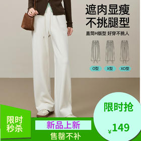 【早春！桑蚕丝羊毛-云朵裤】逸阳高腰垂感宽松直筒休闲阔腿长裤8127A