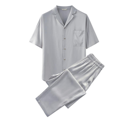 日式无印竹纤维家居服良品纯色情侣睡衣套装冰丝夏季短袖长裤凉感 商品图4