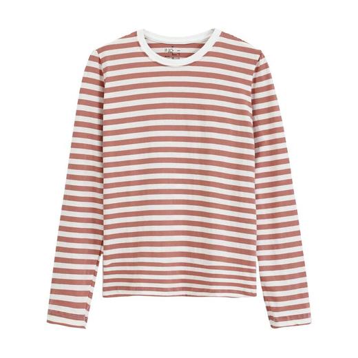 日式无印T恤衫良品全棉条纹T恤女款夏季长袖T恤女士T恤简约春秋夏 商品图4