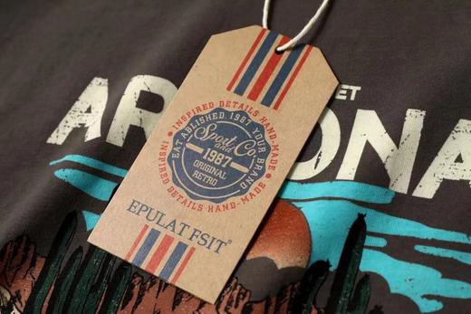 F030642抽象派沙漠磨毛水洗棉复古短袖T恤 商品图7