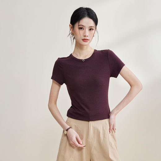 夏季新款羊毛醋酸天丝短袖 柔软舒适百搭 修身显瘦 圆领/大圆领/V领 7色可选 商品图4