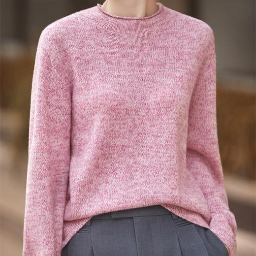 一线成衣~无缝圆领卷面花纱天丝羊绒套衫女上衣 商品图0