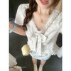 <曾小咸推荐>韩系v领蝴蝶结短袖衬衫女上衣 商品缩略图2