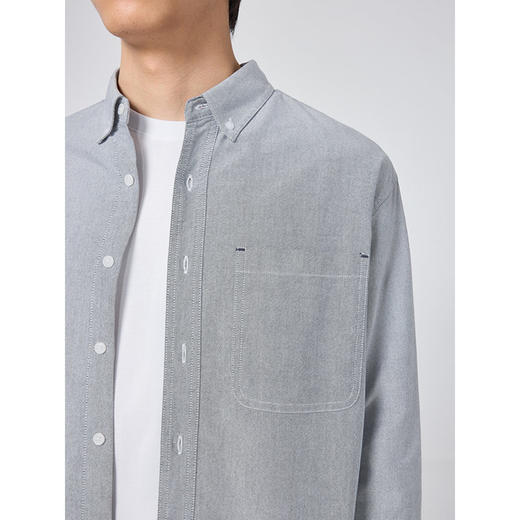 墨麦客男装全棉休闲长袖衬衫男2026春新款简约基础男士衬衣50148. 商品图2