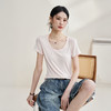夏季新款羊毛醋酸天丝短袖 柔软舒适百搭 修身显瘦 圆领/大圆领/V领 7色可选 商品缩略图3