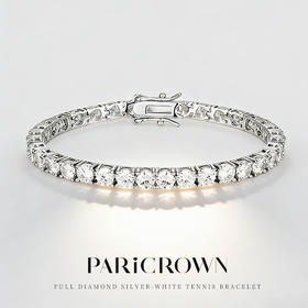 【顺丰直达】法国PARiCROWN2026新款爆闪满钻手链微镶银白色手镯手链女气质高级网球链BF