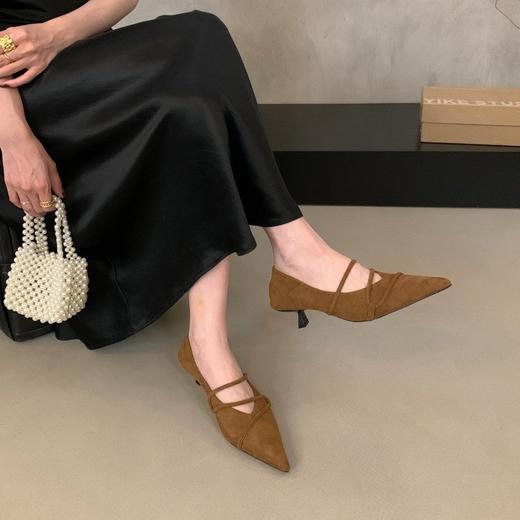 【69.9/双】法式复古绒面尖头细跟玛丽珍单鞋女新款通勤小猫跟外穿晚晚鞋聚★为爱严选 商品图2