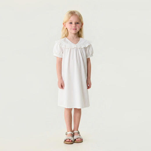 马克珍妮花边云肩女童亚麻连衣裙2026年夏装新款561028 商品图2