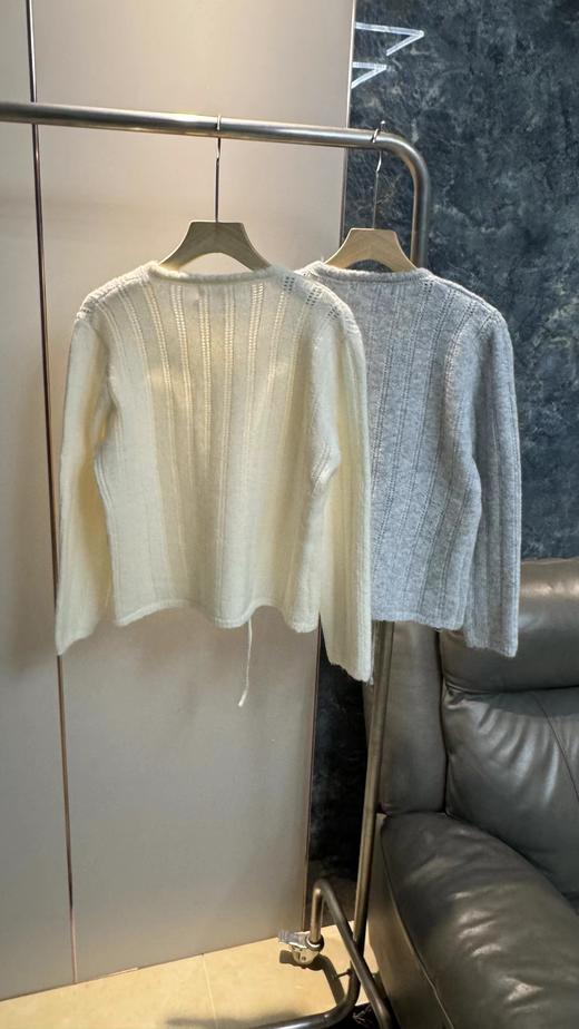 F030664日系竖条镂空肌理系带蝴蝶结针织开衫 商品图2