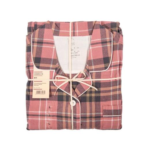 日式无印西川法兰绒家居服良品全棉家居服格纹格子情侣睡衣冬加厚 商品图2