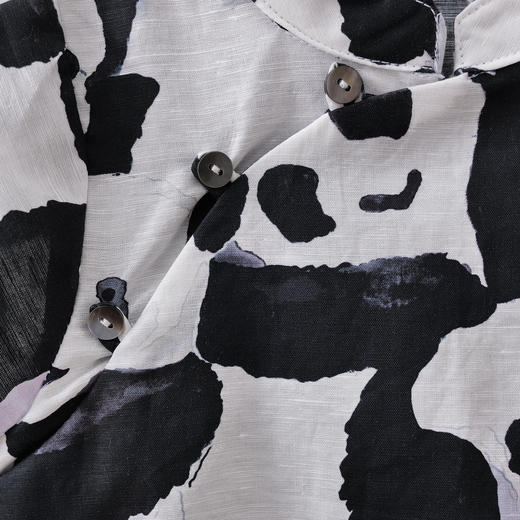 马克珍妮水墨熊猫女童新中式亚麻小衫2026年夏装新款561053 商品图4