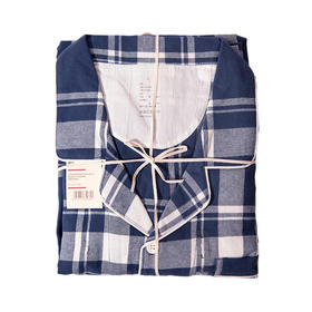 日式无印法兰绒家居服良品秋冬厚款绒布睡衣情侣款棉绒家居格纹