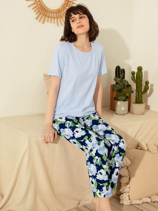 【棉莫单面布】SCHIESSER德国舒雅女短袖长裤套装 32S棉莫代尔单面  50%棉50%莫代尔  150g/m2  31/26411H 商品图3