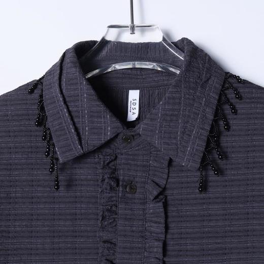 26CS25SDSA男装2026新款高贵轻奢简约时尚领口珠子花边翻领长袖衬衫百搭 商品图2