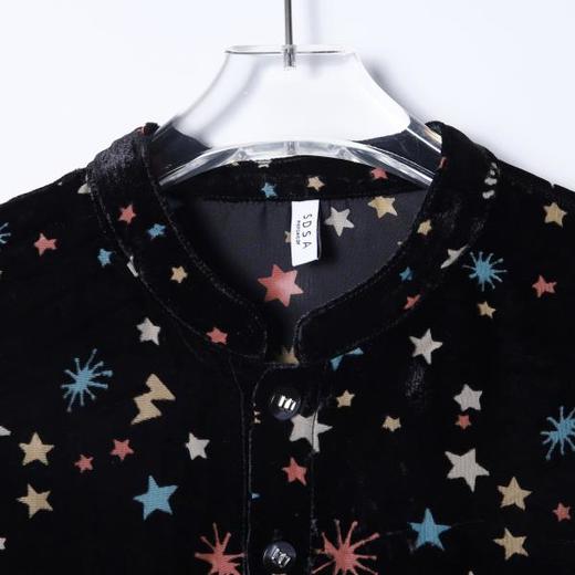 SDSA男装2026新款高贵轻奢时尚植绒彩色星星设计立领长袖衬衫百搭 商品图2