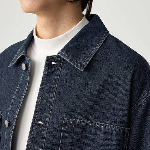 墨麦客简约明线牛仔外套男2026春季款口袋装饰翻领男士夹克80855. 商品图2