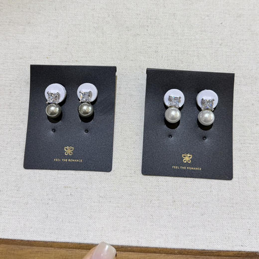 shes茜子方钻贝珠珍珠耳钉030602 商品图3