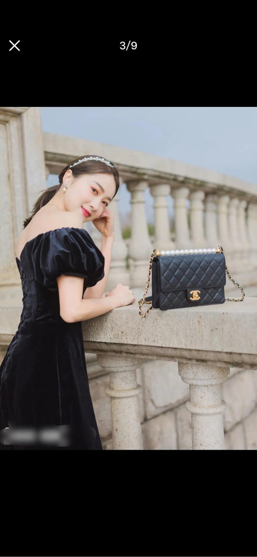 Chanel cf ss19 黑金 羊皮 限量 珍珠 豆腐包 商品图3