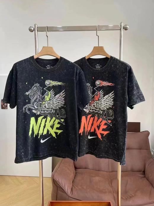 F0306128男子个性潮流休闲运动复古水洗飞马印花短袖T恤 商品图0