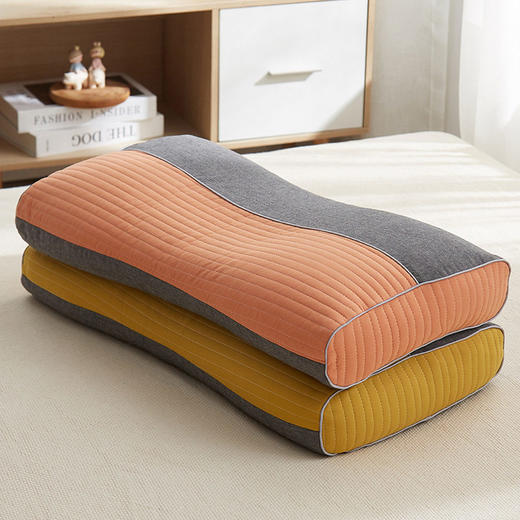 日式无印立体针织棉荞麦枕头吸汗透气护颈枕芯可拆洗批拼色款 商品图2