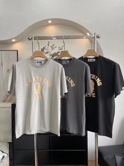 F0306108水洗做旧裂纹字母情侣款复古色调短袖T恤 商品图2