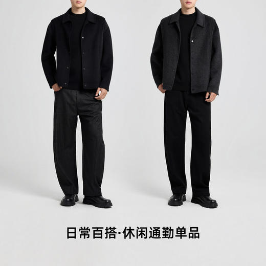 墨麦客男装假两件拼接毛呢外套男2025冬季新款双面呢大衣男81488. 商品图4