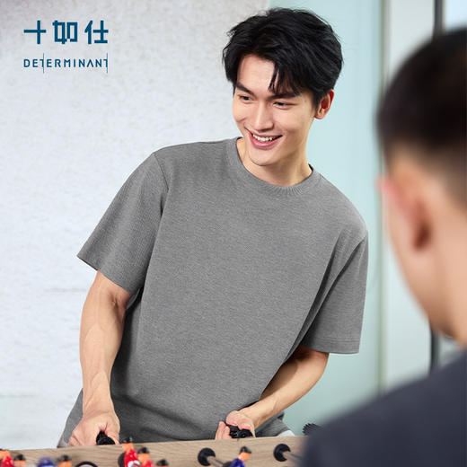 【春夏新品】十如仕厚纹理罗纹圆领纯棉速干抗菌短袖T恤T02-21 商品图0