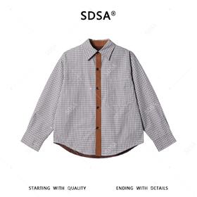 SDSA男装2026新款高贵轻奢韩版双面可穿格纹衬衫复古通勤百搭衬衣