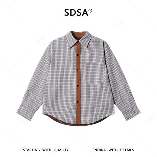SDSA男装2026新款高贵轻奢韩版双面可穿格纹衬衫复古通勤百搭衬衣 商品图0