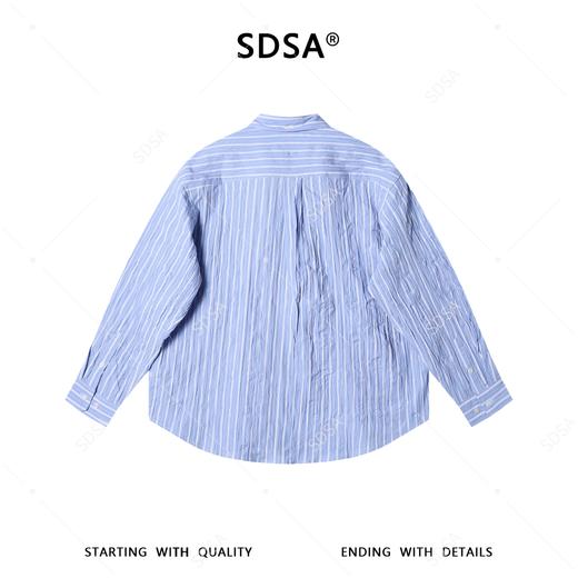 SDSA男装2026新款高贵轻奢韩版简约条纹褶皱衬衫宽松休闲百搭衬衣 商品图4