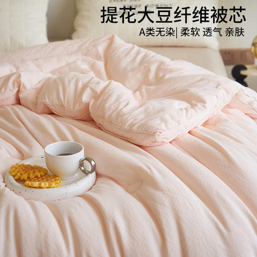 日式无印双小奶豆被子良品纯色春秋被大豆被秋冬被芯提花柔软双人 商品图1