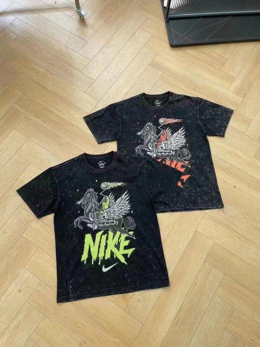 F0306128男子个性潮流休闲运动复古水洗飞马印花短袖T恤 商品图4