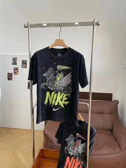 F0306128男子个性潮流休闲运动复古水洗飞马印花短袖T恤 商品图2