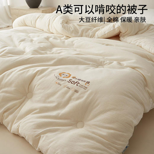 日式无印秋冬被良品春秋被全棉蓬松A类保暖柔软棉小芙大豆被民宿 商品图0