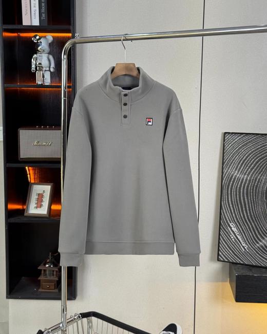 F0306111新款休闲商务风三粒扣立领加厚打底长袖四色男女同款卫衣 商品图3