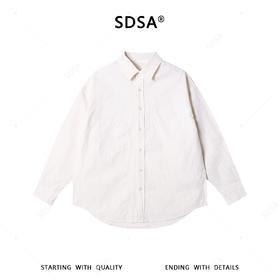 SDSA男装2026新款高贵轻奢韩版不规则压皱纯袖衬衫百搭简约衬衣