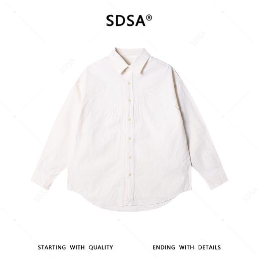 SDSA男装2026新款高贵轻奢韩版不规则压皱纯袖衬衫百搭简约衬衣 商品图0