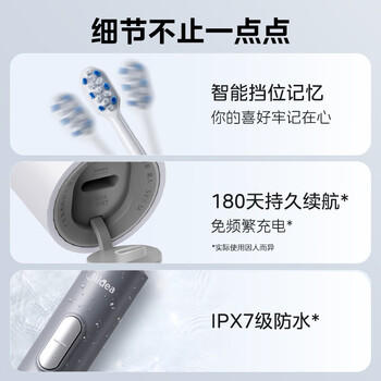 美的（Midea）电动牙刷S1PX星空灰成人/学生便携180天续航5种模式磁悬浮声波马达清洁男女情侣生日节日礼物推荐 /家用电器 /个护健康 /电动牙刷 商品图5