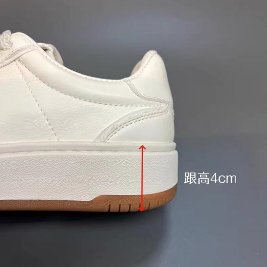 F0306133水洗头层牛皮系带百搭松弛感隐形增高板鞋复古腔调耐磨防滑厚底小白鞋 商品图4