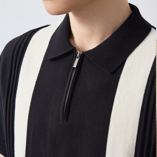 墨麦客男装高智通勤针织短袖POLO衫男2026新款撞色男士t恤75206. 商品图3