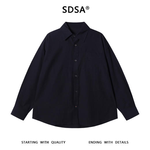 25AS380SDSA男士秋冬新款痞帅男装简约基础款纯色口袋翻领长袖衬衫百搭 商品图1