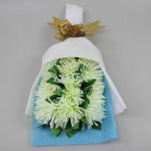奶白色花清明节祭祀花束绢花手捧花公墓摆放仿真菊花批发殡仪馆人造假花束 商品图0