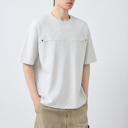 墨麦客男装高智通勤圆领短袖t恤男2026春夏新款宽松男士T恤75191. 商品图1