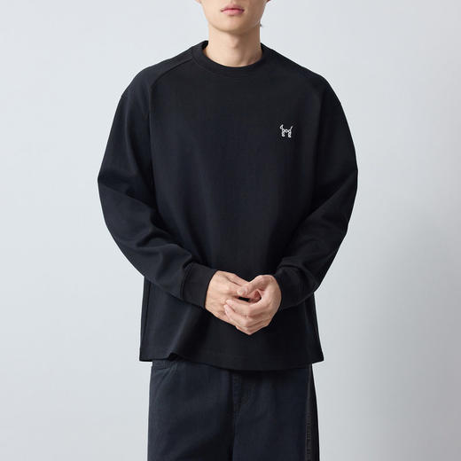 墨麦客男装高智通勤刺绣卫衣男2026春新款圆领落肩男士卫衣55916. 商品图1