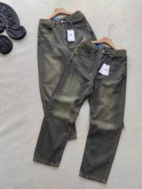 F030687秋季重水洗男士直筒高弹力阔腿牛仔裤