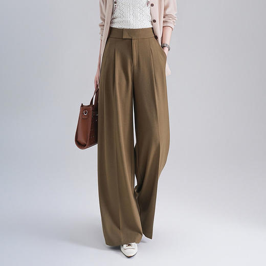「高货rg」全新升级【铂金会员201/天猫269/差价68】(14601)洛诗琳气质百搭阔腿裤2026春季高级感斜插口袋休闲西装裤 商品图1